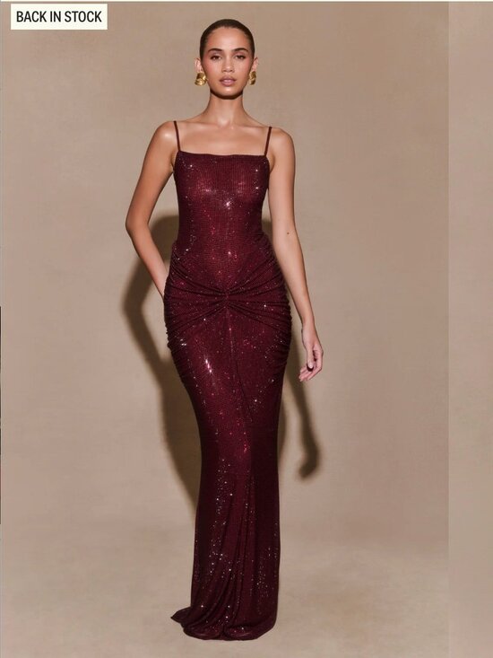 Meshki Dresses & Skirts - Meshki Roisin Diamante Maxi Dress - Mahogany